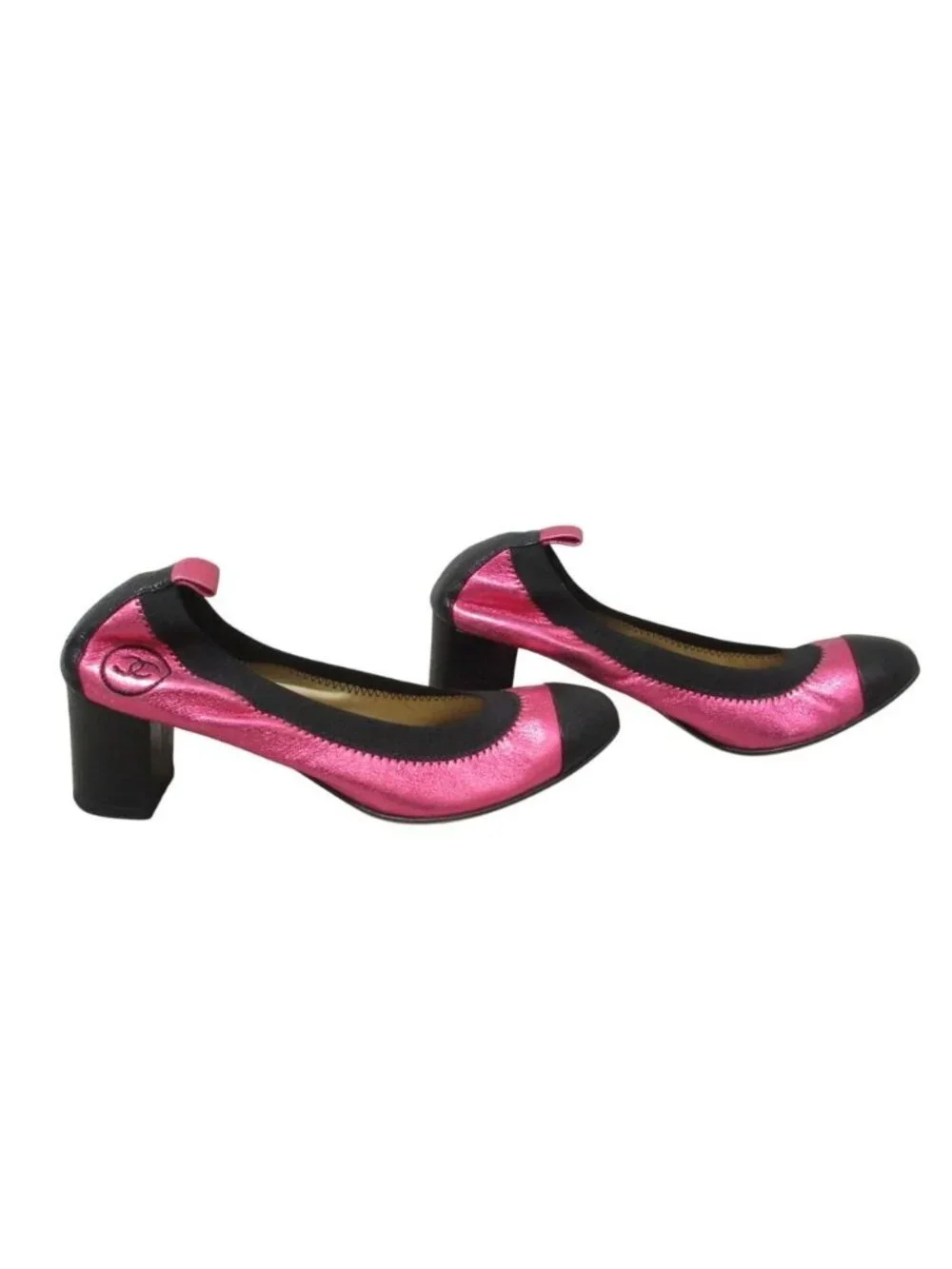 Chanel Ballet Shoes Pumps 35c Metallic Pink
